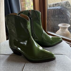 Free People Olive Patent Heeled Boots